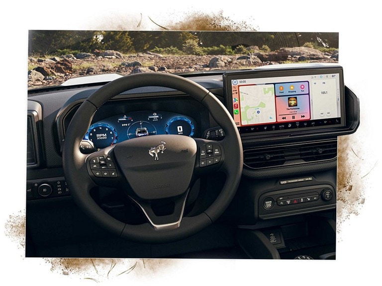 2025 Ford Bronco Sport vehicle interior showing instrument panel cluster and the 13.2 inch centre stack screen